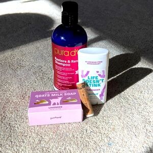 Beauty bundle: shampoo, bar soap, deodorant, lip balm